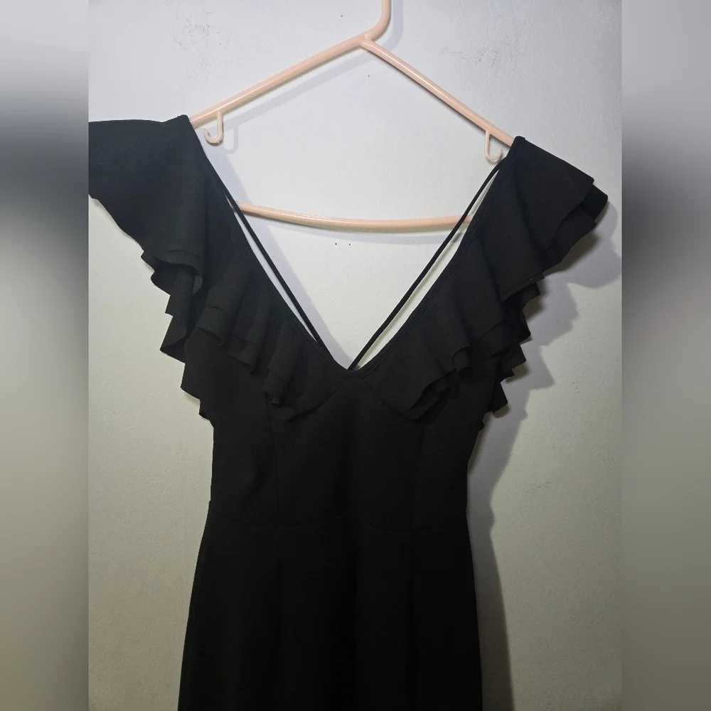 NWT Hello Molly Women's Small Size 4 Hi-Low Ruffle Hem Black Maxi Dress - Picture 10 of 12